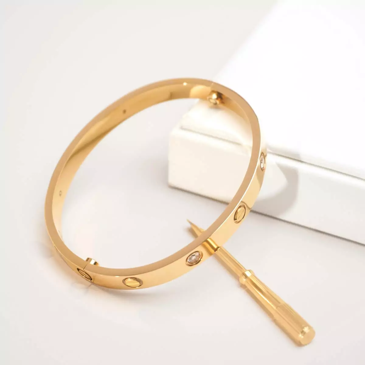 Screw Design Oval Fashion Bangle - Image 2