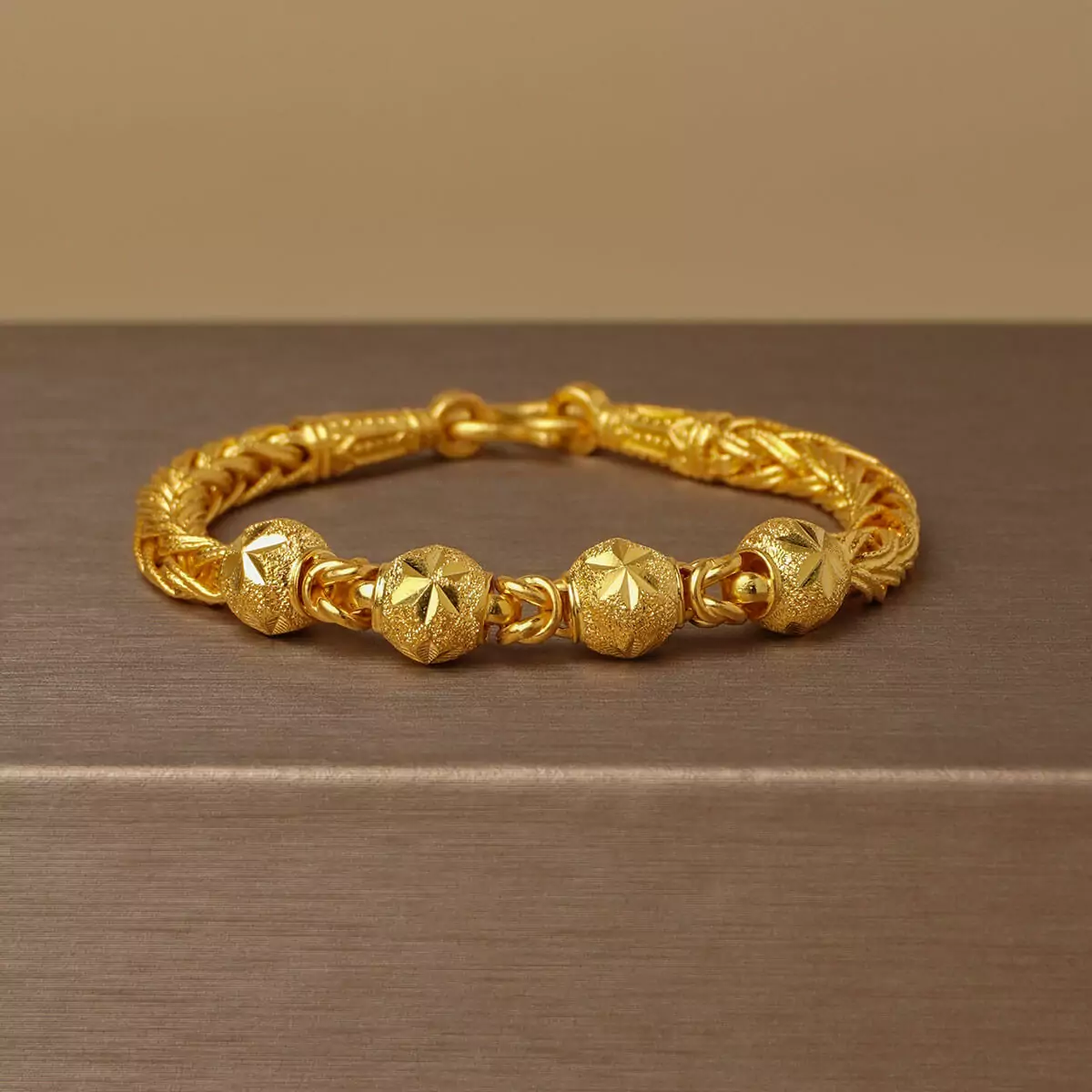 Gold Bracelet 1 Baht Hand Braided Pattern Barrel Shaped - Image 3