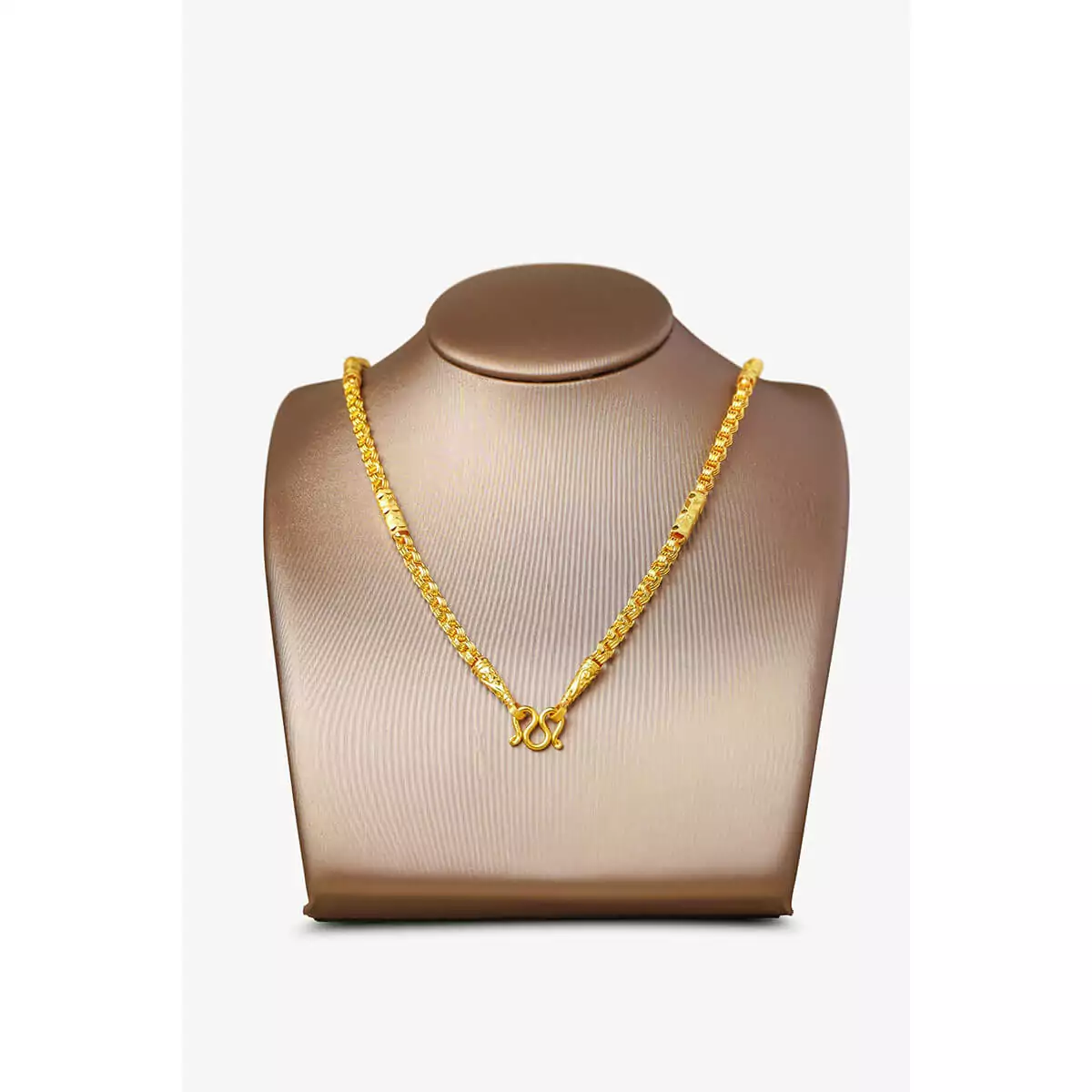 Gold Necklace 1 Baht Three Ring and Cut Segment Pattern